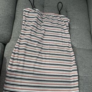 Pink and black strip body Con dress